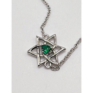 Sterling Silver Star of David With Emerald Stone 20"
